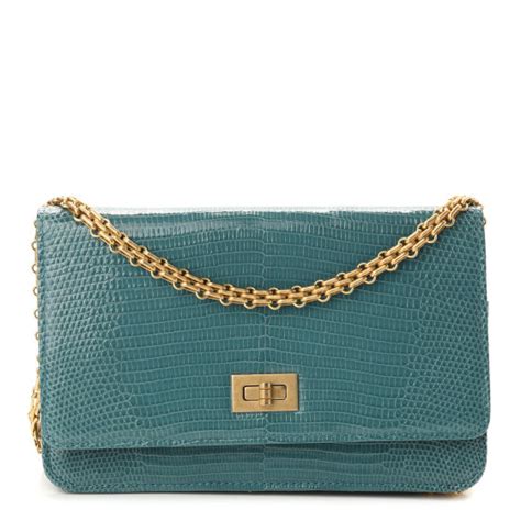 CHANEL Lizard Reissue Wallet on Chain WOC Green